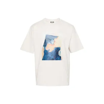 MSGM x Duccio Maria Gambi T Shirt Unisex Light Gray