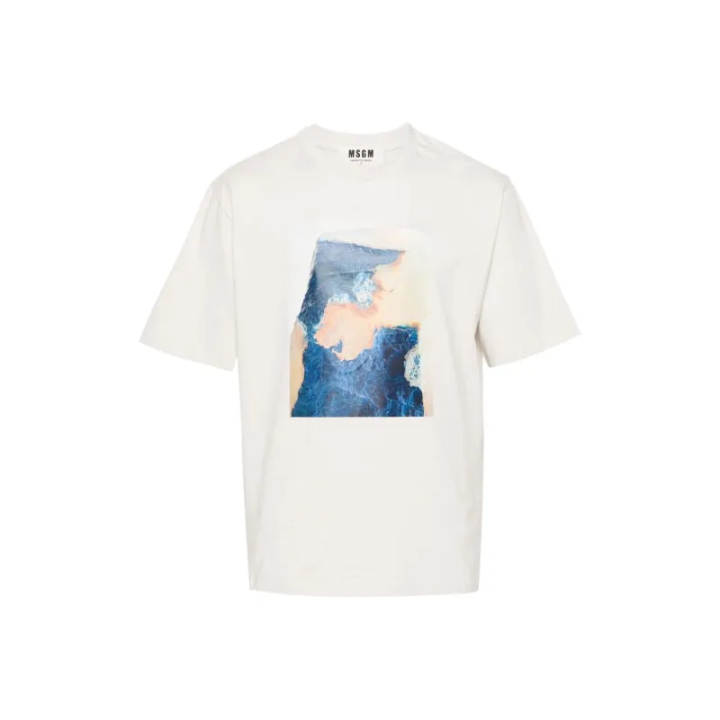 MSGM x Duccio Maria Gambi T Shirt Unisex Light Gray-0
