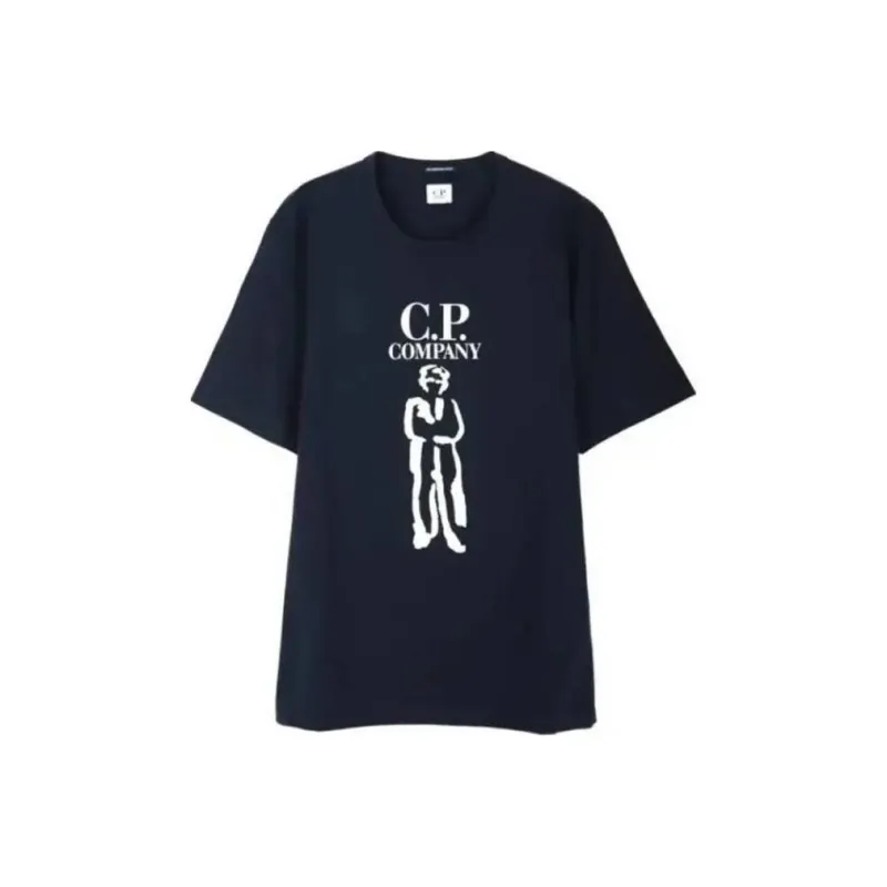 C.P.Company 30/2 Mercerized Jersey Twisted British Sailor T shirt T Shirt Men's Marine Blue-0