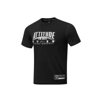 LiNing Sports Basketball Collection T Shirt Men's Black Light Smoke Gray Print