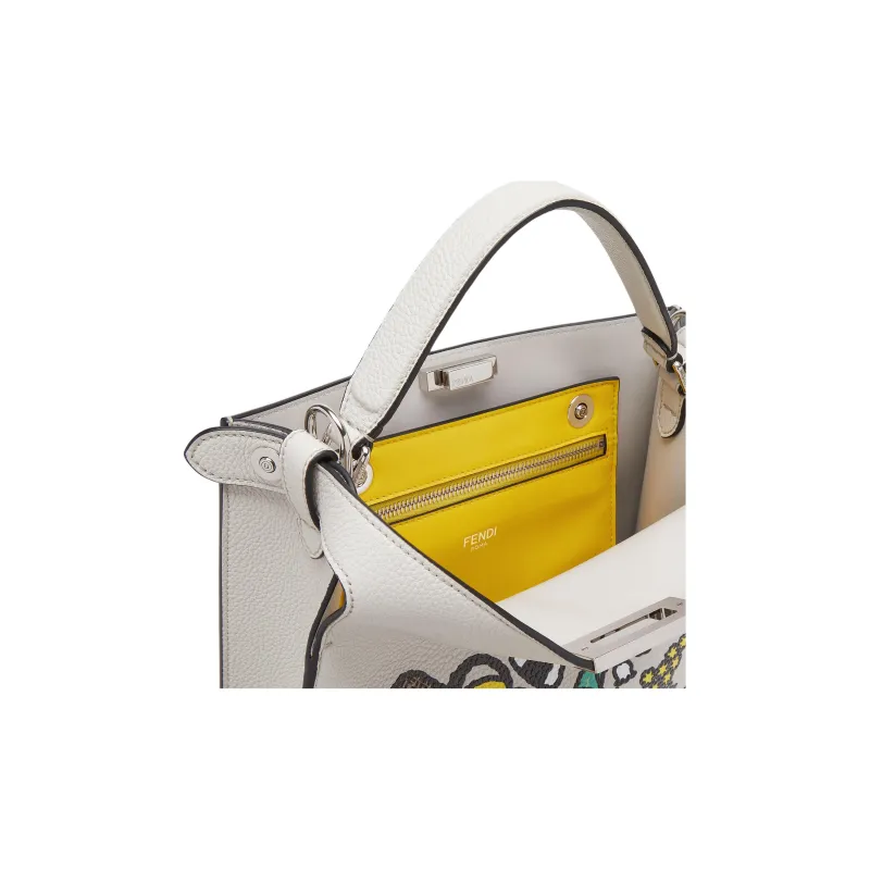 FENDI Peekaboo Calfskin Shoulder Bag Crossbody Bag Handbag Small Size Women's Multicolor-6