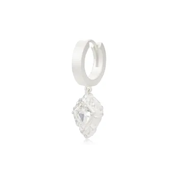 Empress 47 Concept 925 Sterling Silver Mountain Drop Hoop Earrings Unisex White