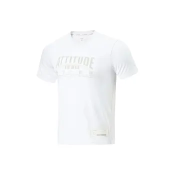 LiNing Sports Basketball Collection Regular T-Shirt Men's Standard White With Light Smoke Gray Print