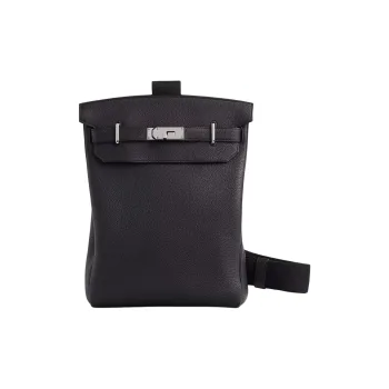 HERMES Hac A Dos Togo Calfskin Crossbody One Shoulder Sling Bags Large Size Unisex 3Y Caban Black Cloth Color