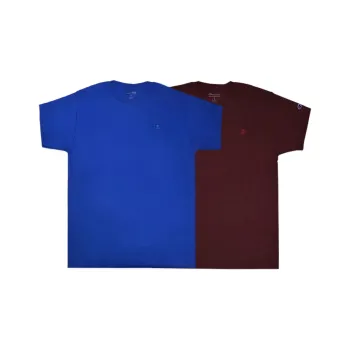 Champion T Shirts Unisex Royal Blue+Burgundy