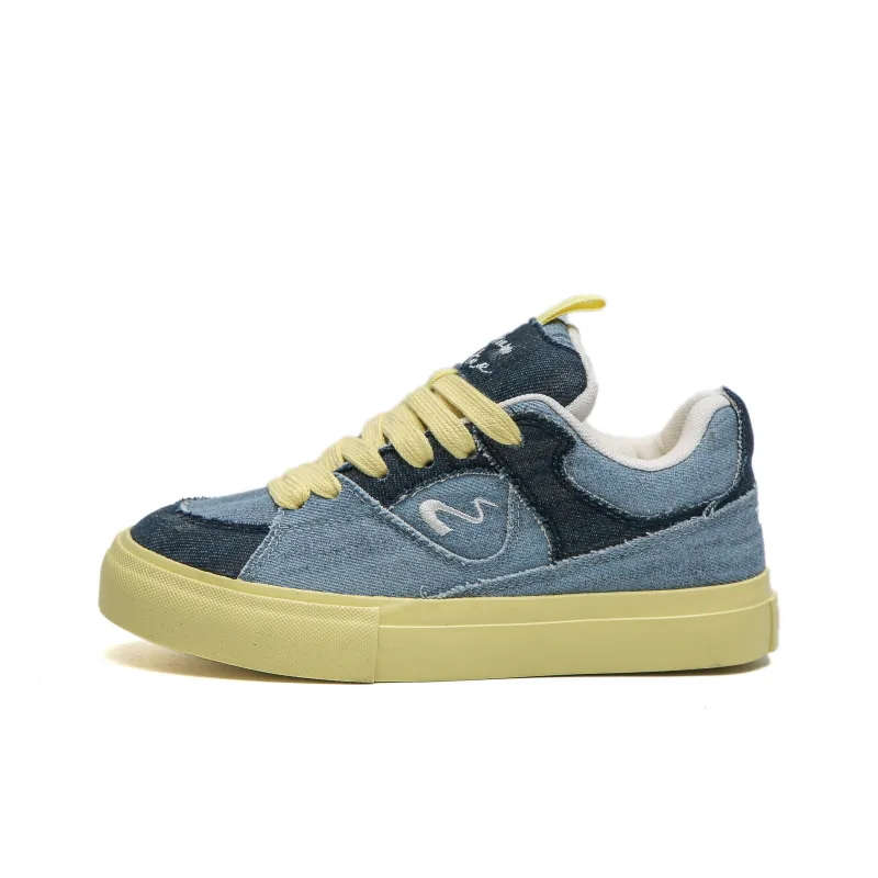 TUOPIN Low Top Skateboard Shoes Women's Yellow Cream Green-8