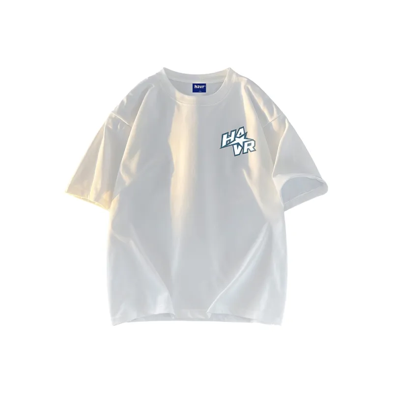HAVR Casual Drop Shoulder Loose Fit Breathable Short Sleeved T Shirts Unisex-3