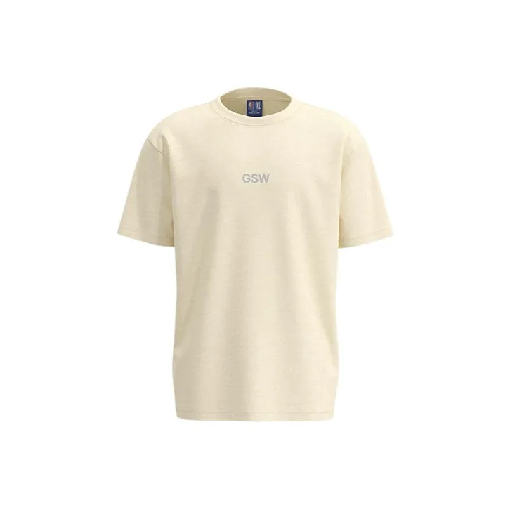 NBA Drop Shoulder Sleeve T-Shirt Unisex Cream Beige-0