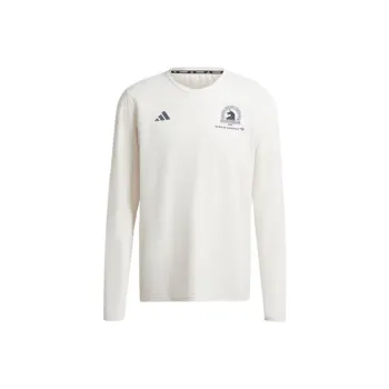 Adidas Boston Marathon 2024 Own The Run Long Sleeve Tee T-Shirt Men's Ecru