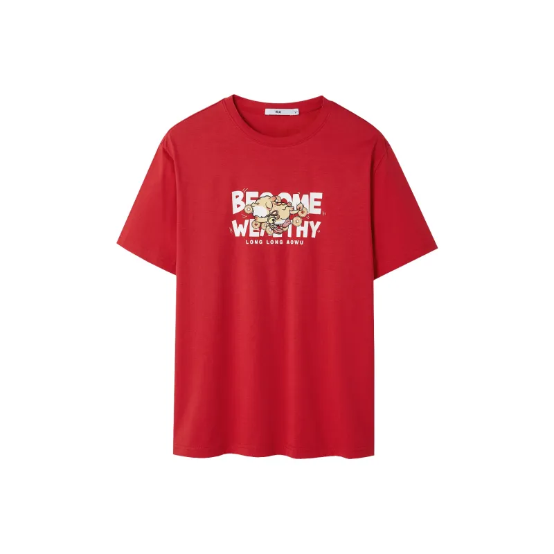 HLA T Shirts Men Red Pattern J2-0