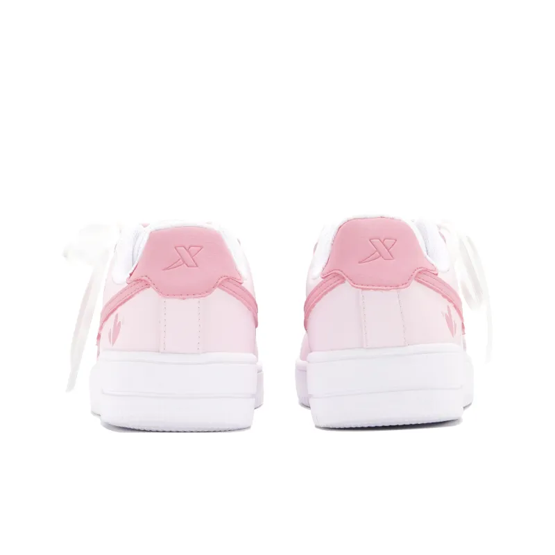 XTEP Air Force One Anti Slip Wear Resistant Low Top Skateboard Shoes Women's Pink-3