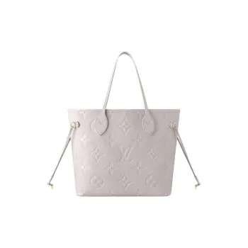 LOUIS VUITTON NEVERFULL Cow Leather Tote Bag Shopping Bag Shoulder Bags Medium Size Women's Gray