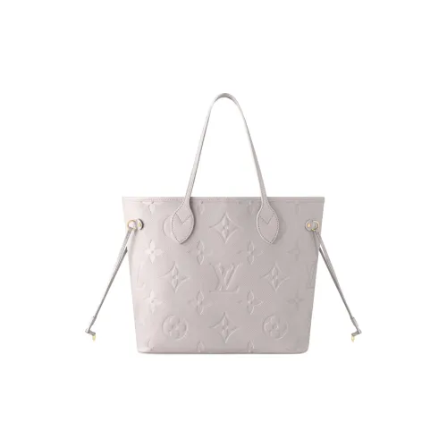 LOUIS VUITTON NEVERFULL Cow Leather Tote Bag Shopping Bag Shoulder Bags Medium Size Women's Gray