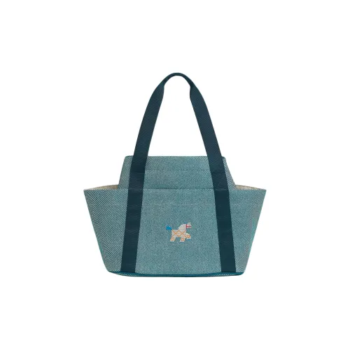 HERMES Wool Mom Bag Handbag Women's Blue & Blue Green