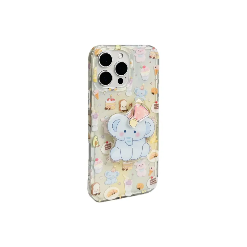 Sopi Acrylic Material Elephant Cartoon Collection Phone Cases Compatible With IPhone 16/15 Pro Max/Apple 13/14 Pro/Max-1