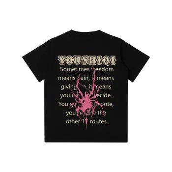 YOUSHIQI Spider Graffiti Letter Print Unisex T-shirt