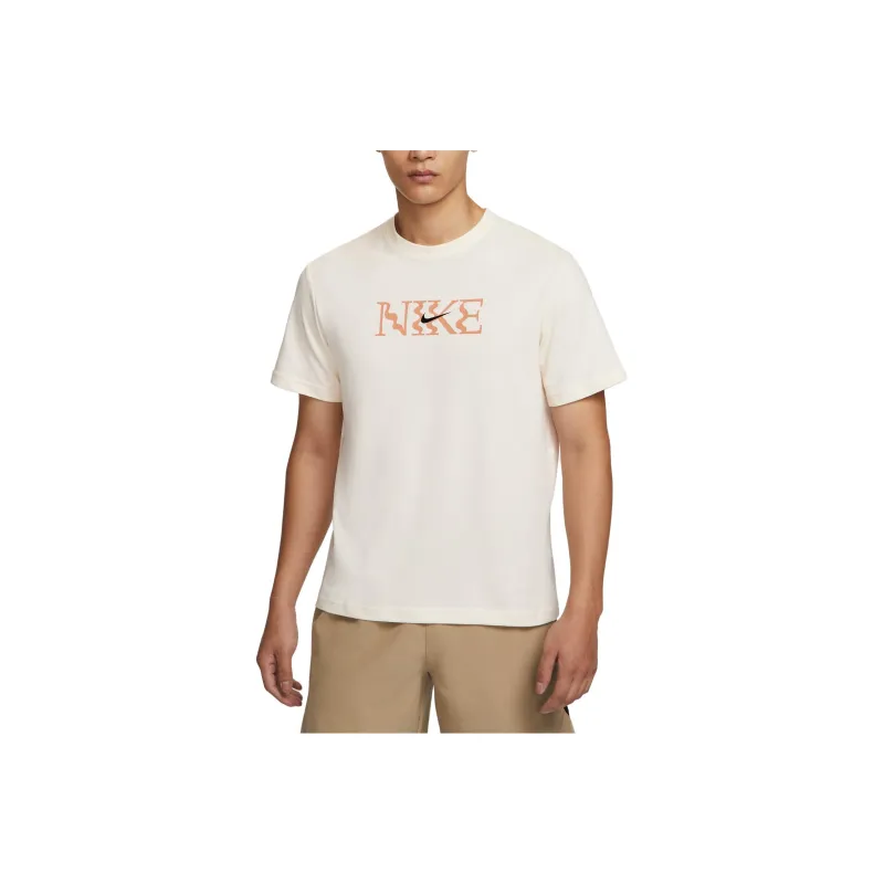 Nike T Shirts Men Light Ivory White-0