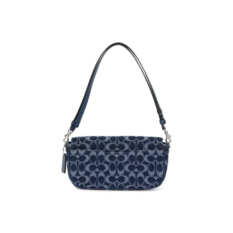 COACH Brook Flap Fabric Handbag, Shoulder Bag Women's Blue-2