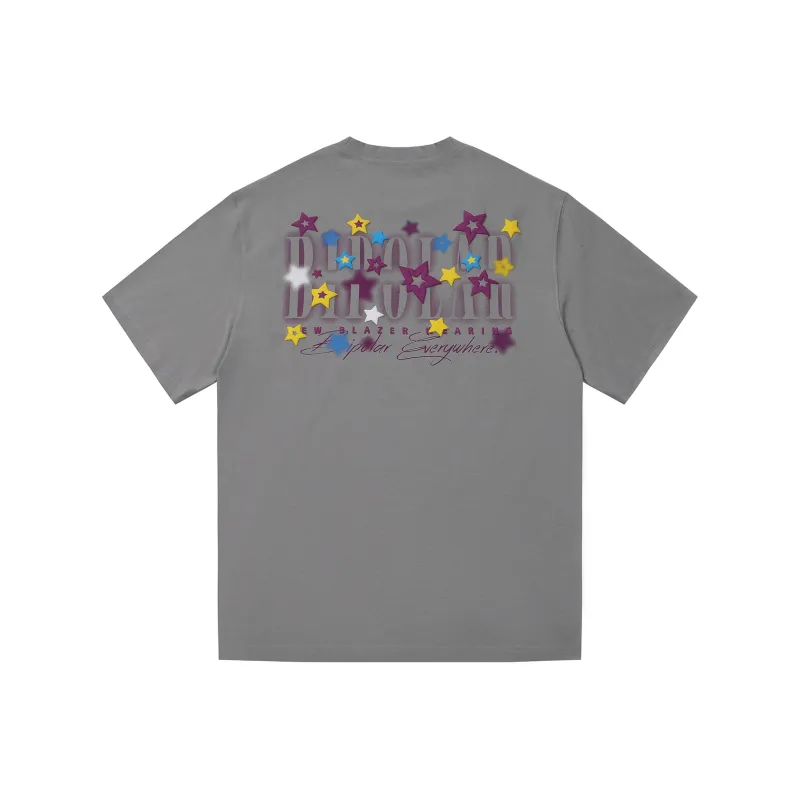 BIPOLAR Short Sleeved T Shirts Unisex Black Gray Apricot-3