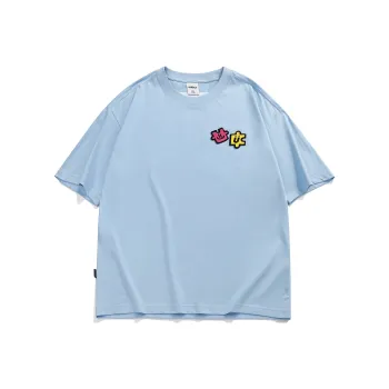 Guuka x AGAHO Slightly Drop Shoulder Short Sleeved T Shirts Unisex Pink Blue