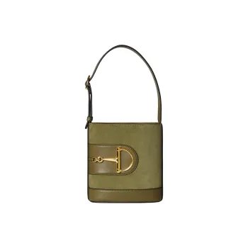 GUCCI Suede Bucket Bag, Portable Crossbody Bag, Shoulder Bag Mini Women's Green