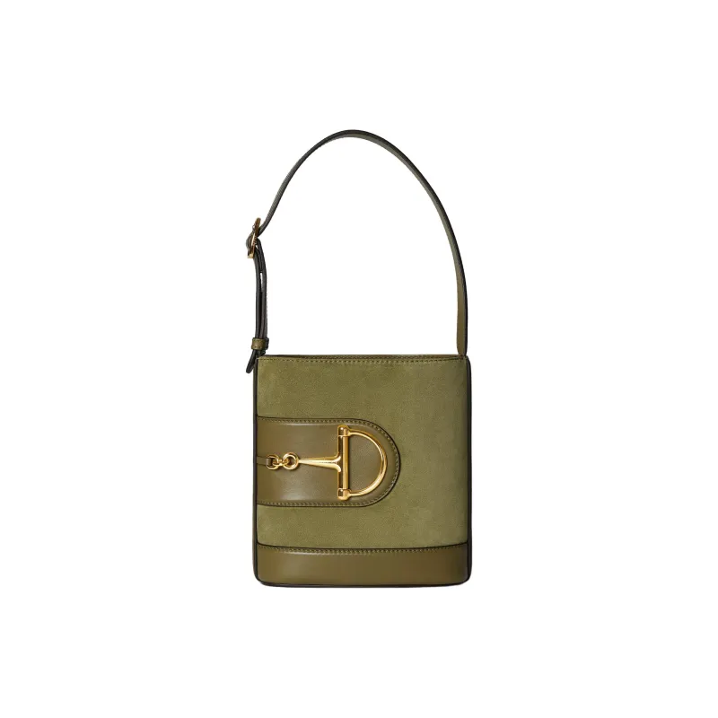 GUCCI Suede Bucket Bag, Portable Crossbody Bag, Shoulder Bag Mini Women's Green-0