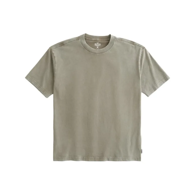 Hollister T-Shirts Men Olive Green Washable-0