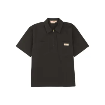 MARNI Workwear Gabardine Short Sleeve Zip Polo