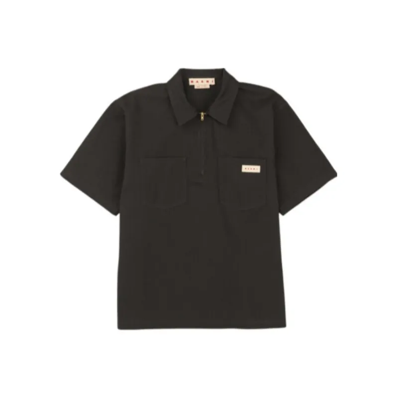 MARNI Workwear Gabardine Short Sleeve Zip Polo-0