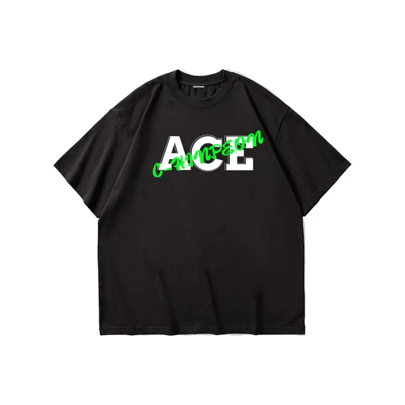 Chinpeno American Casual Letter Print Crew Neck Pullover Breathable Short Sleeved T Shirt Unisex-4