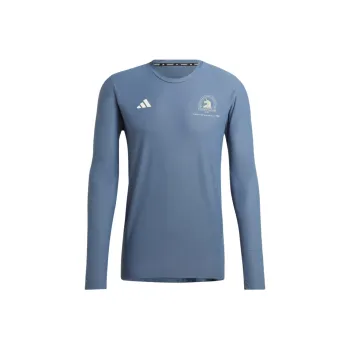 Adidas Boston Marathon 2024 Own The Run Long Sleeve Tee T-Shirt Men's Dark Blue
