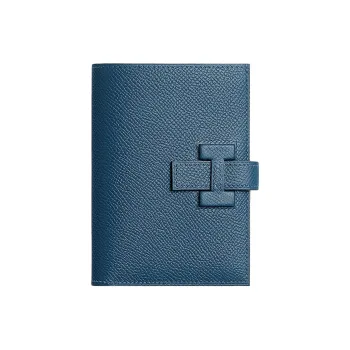 HERMES New H Passant Epsom Calfskin Wallet Unisex S4 Deep Blue Dark Blue
