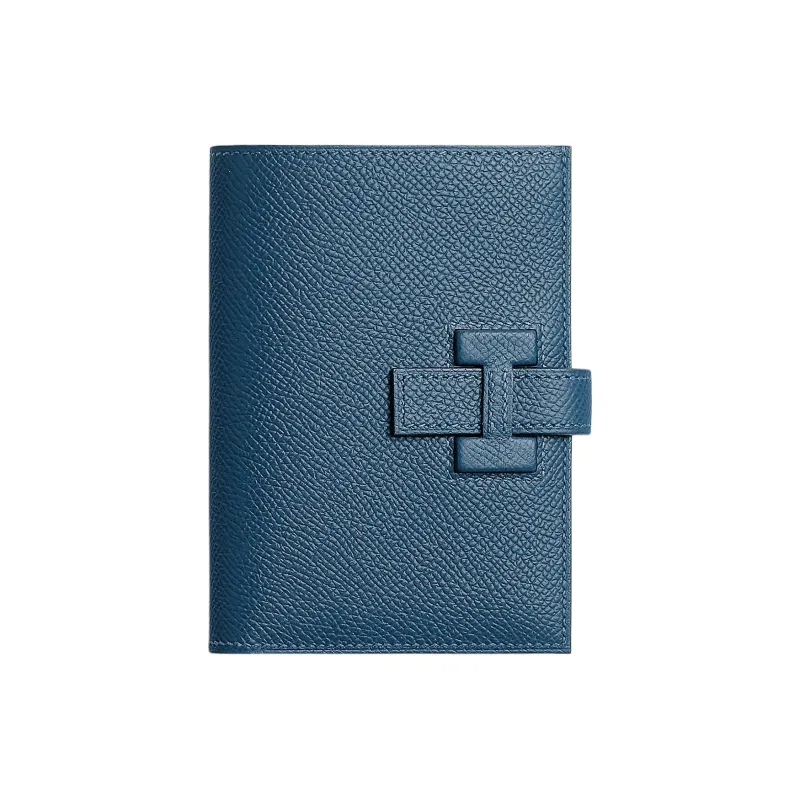 HERMES New H Passant Epsom Calfskin Wallet Unisex S4 Deep Blue Dark Blue-0