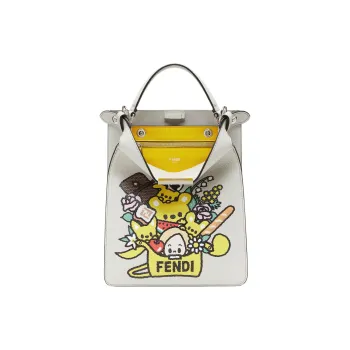 FENDI Peekaboo Calfskin Shoulder Bag Crossbody Bag Handbag Small Size Women's Multicolor