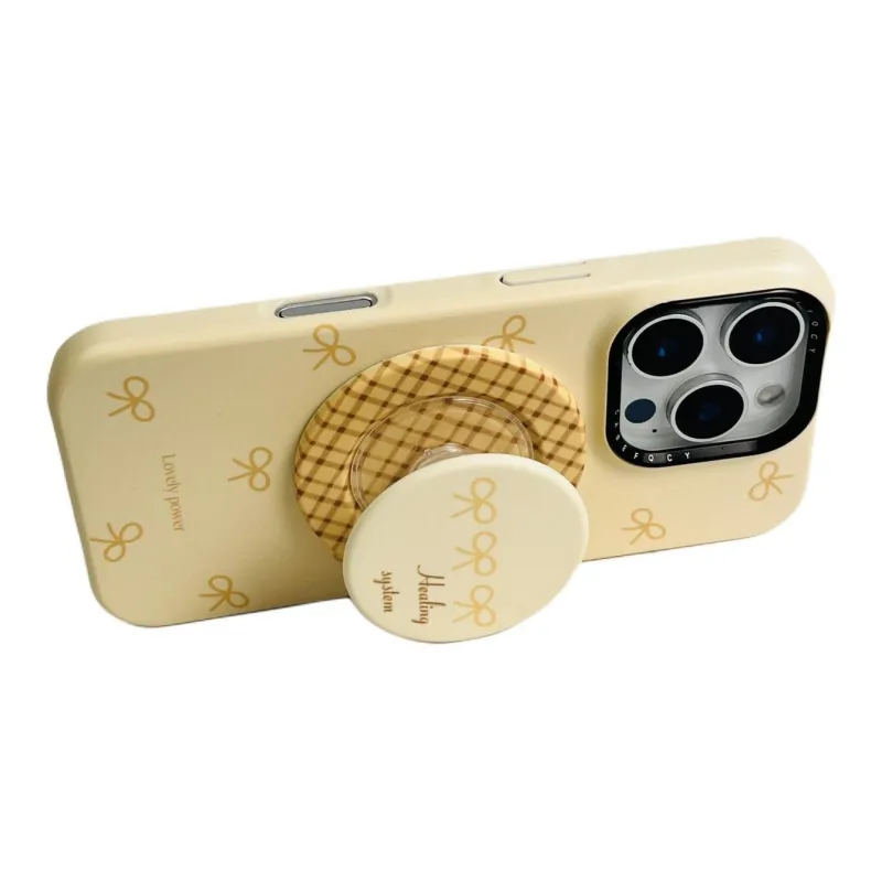 Sopi Acrylic Material Full Screen Custard Bowknot Phone Cases Compatible With IPhone 16/15 Pro Max/Apple 13/14 Pro/Max-3
