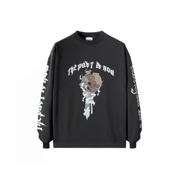 Askyurself Drop Shoulder Sleeve T-Shirt Unisex Washed Black