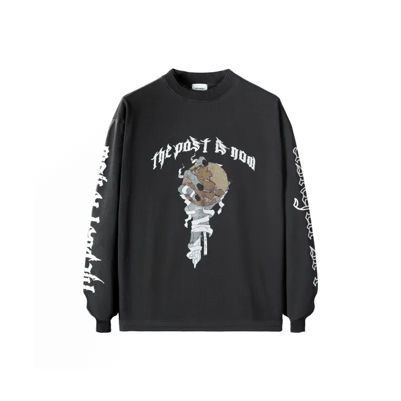 Askyurself Drop Shoulder Sleeve T Shirt Unisex Washed Black-0