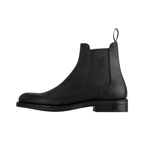 LOUIS VUITTON Fle Short Chelsea Boots Men's Black