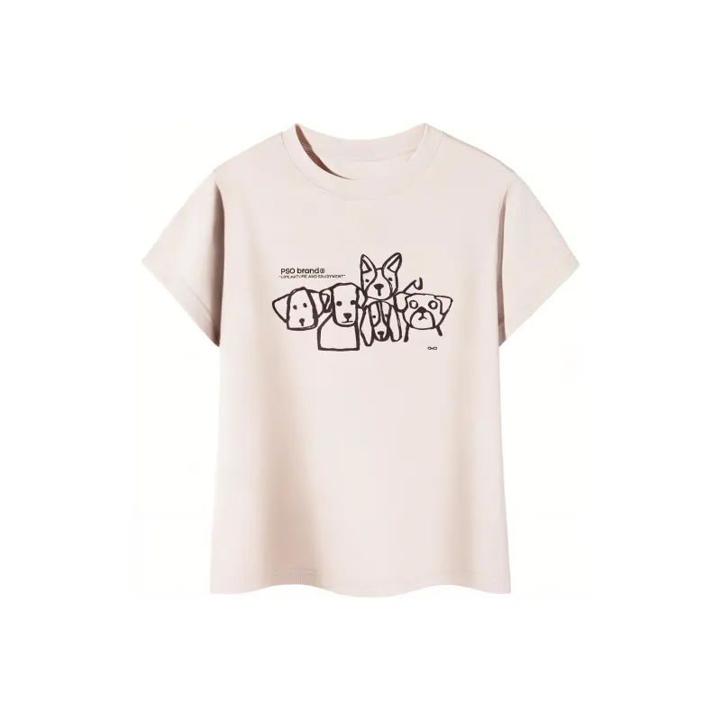 PSO Brand Puppy Series Trendy Brand Trendy Drop Shoulder Top Short Sleeved T Shirts Unisex-50