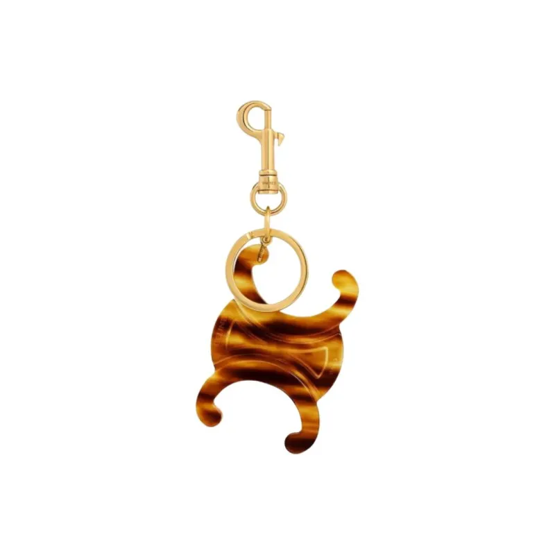 CELINE Acetate Keychains Unisex Brown-2