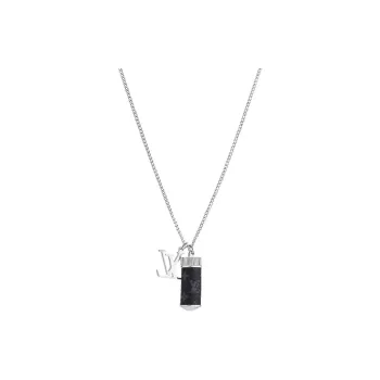 LOUIS VUITTON Brass Canvas Metal Parts Necklaces Men's Silver