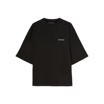 PALM ANGELS Logo Embroidered Cotton T Shirt