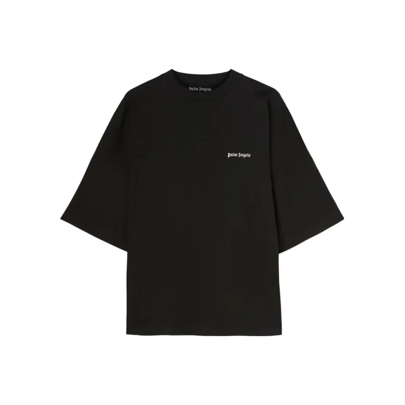 PALM ANGELS Logo Embroidered Cotton T Shirt-0
