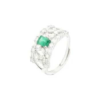 AIDAQIAN Emerald Colored Gemstone Rings Women's