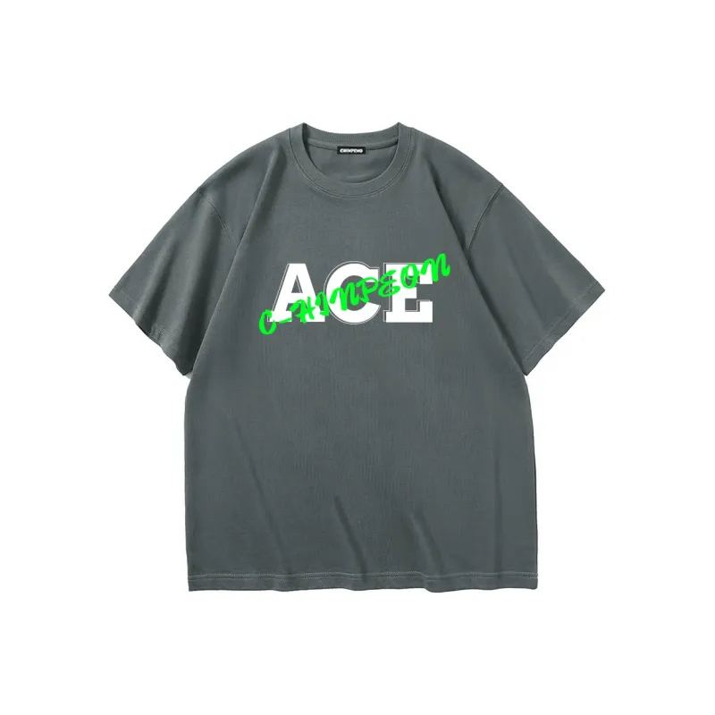 Chinpeno American Casual Letter Print Crew Neck Pullover Breathable Short Sleeved T Shirt Unisex-6