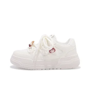 SHUXIAOBEI Anti Slip Wear Resistant Low Top Stylish Skateboarding Shoes Style Women's Ecru Adjustable