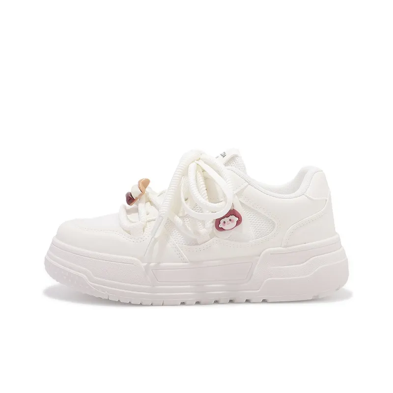 SHUXIAOBEI Anti Slip Wear Resistant Low Top Stylish Skateboarding Shoes Style Women's Ecru Adjustable-0