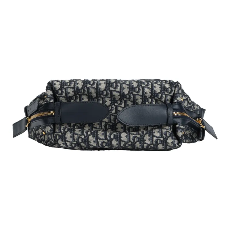 DIOR Cotton Shoulder Bag Small Size Women's Blue-3