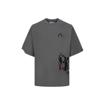 EVISU T Shirts Men Charcoal Gray