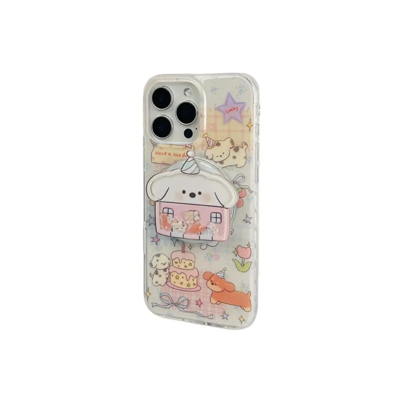 Sopi Acrylic Material Plaid Party Puppy Phone Cases Compatible With IPhone 16/15 Pro Max/Apple 13/14 Pro Max Collection-2